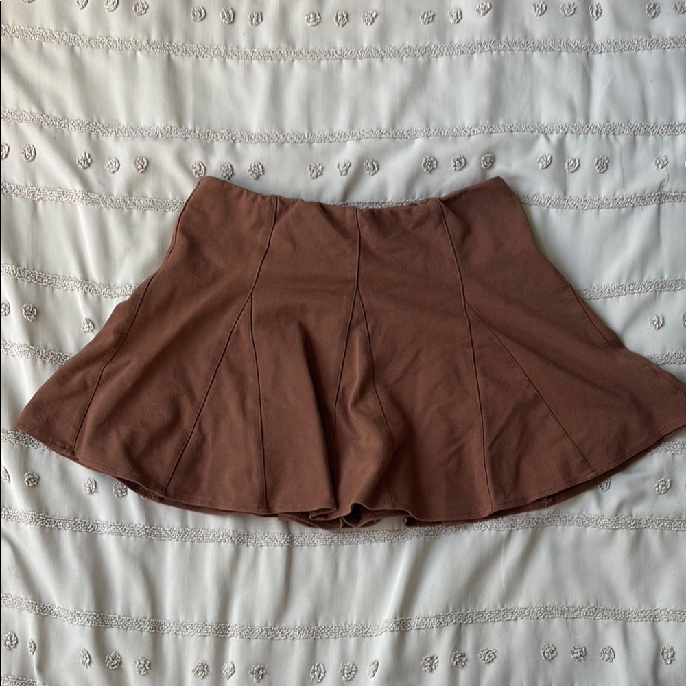 Workshop Clothing Brown Skater Mini Skirt